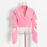 suit jacket irregular split hollow long-sleeved short suit trend